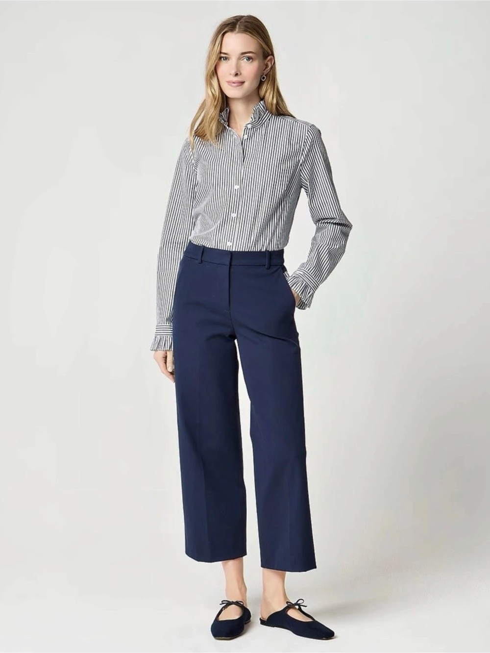 J.Crew Factory Remy Wide-Leg Cropped Pant Pants Blue - Size 6